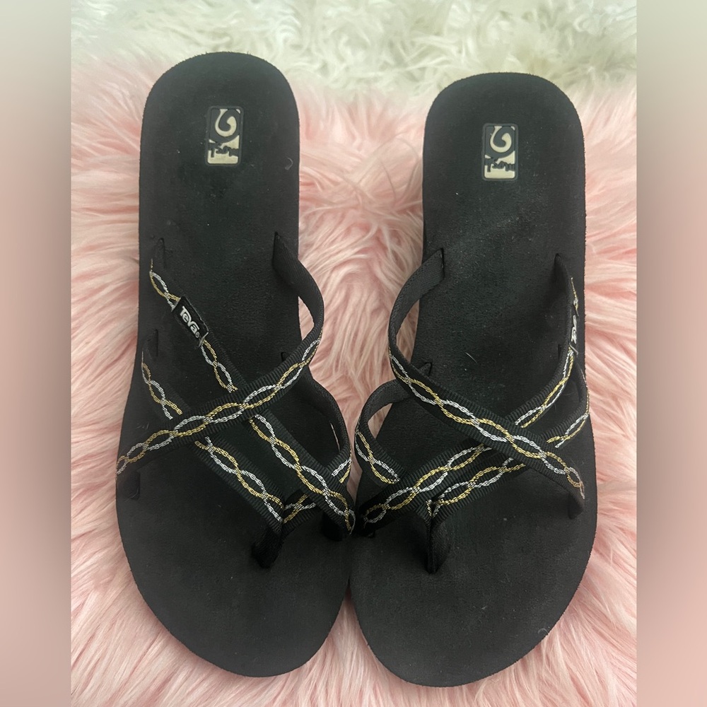 Teva W Mandaylan Black Wedge Sandals! Sz 10! Lightweight and Comfortable!